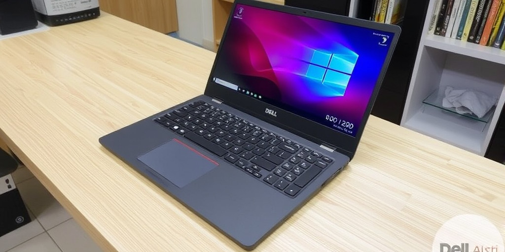 Laptop Dell Inspiron 15 3525 màu đen, được mở ra và đặt trên bàn làm việc.