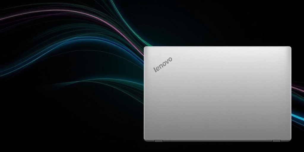 Laptop Lenovo IdeaPad 3 15ADA6 màu xám bạc, mở ra trên bàn làm việc với chuột không dây.